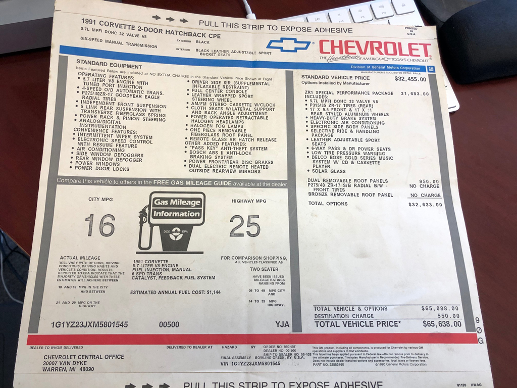 1991 Corvette ZR1 - SOLD