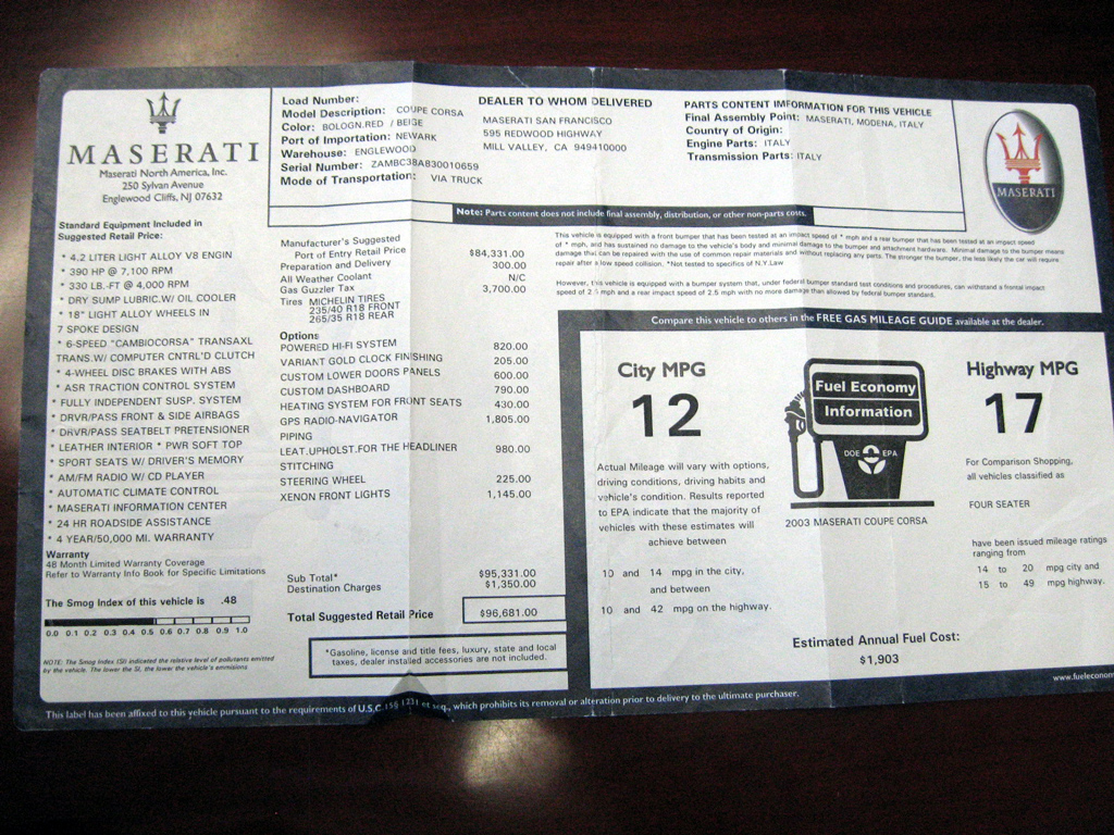 2003 Maserati Coupe SOLD