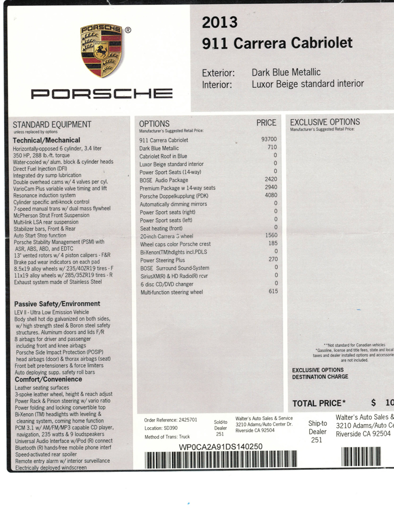 2013 Porsche 911 Convertible