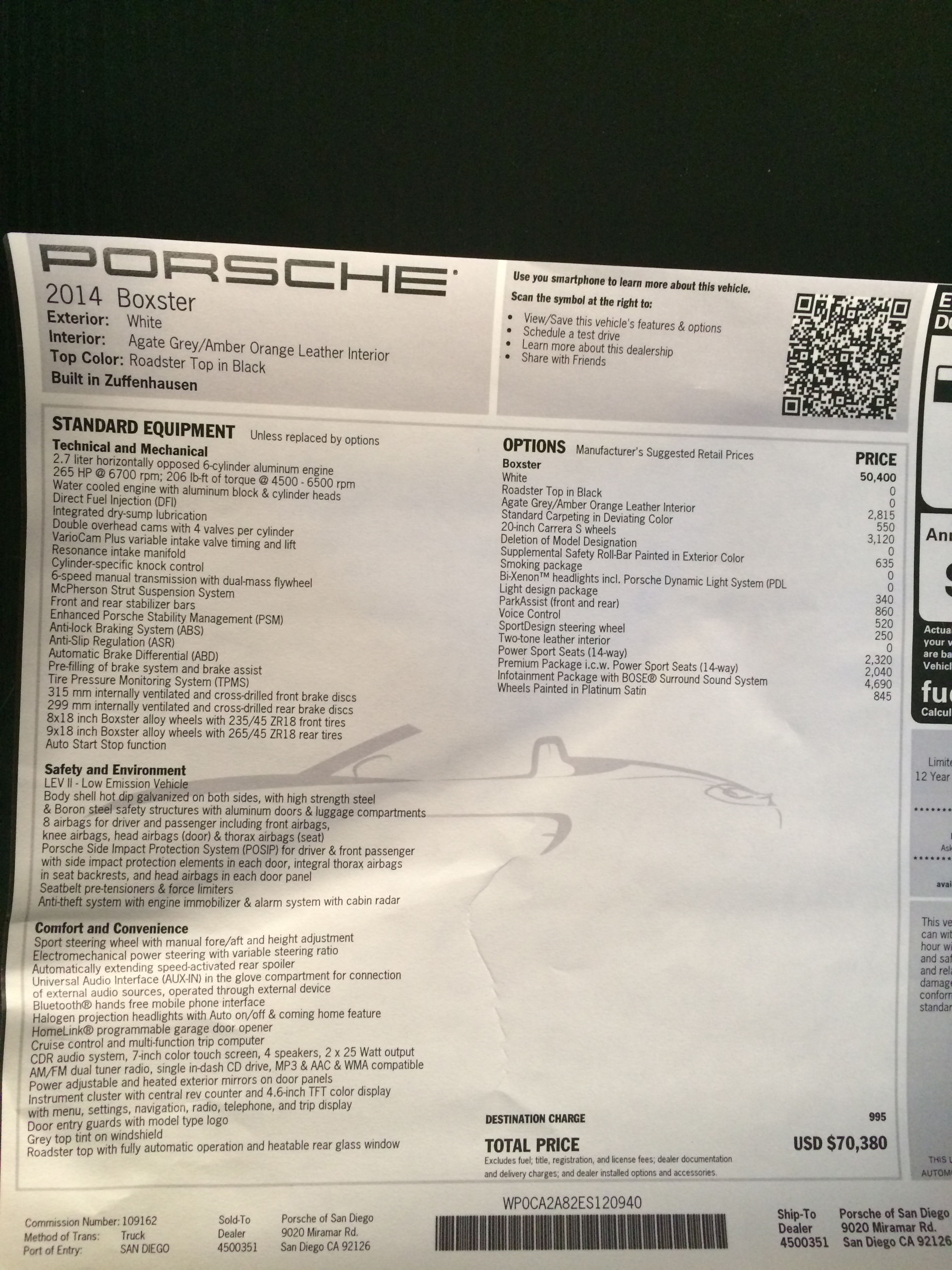 2014 Porsche Boxster SOLD