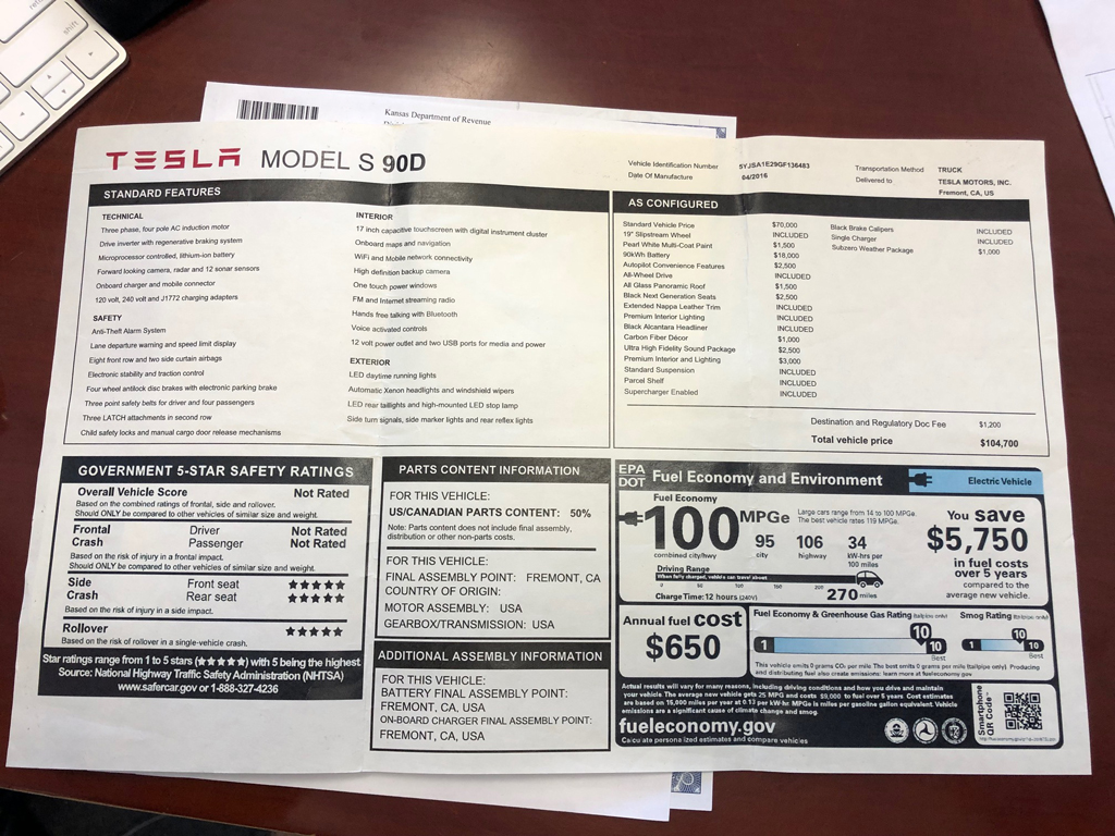 2016 Tesla Model S-SOLD