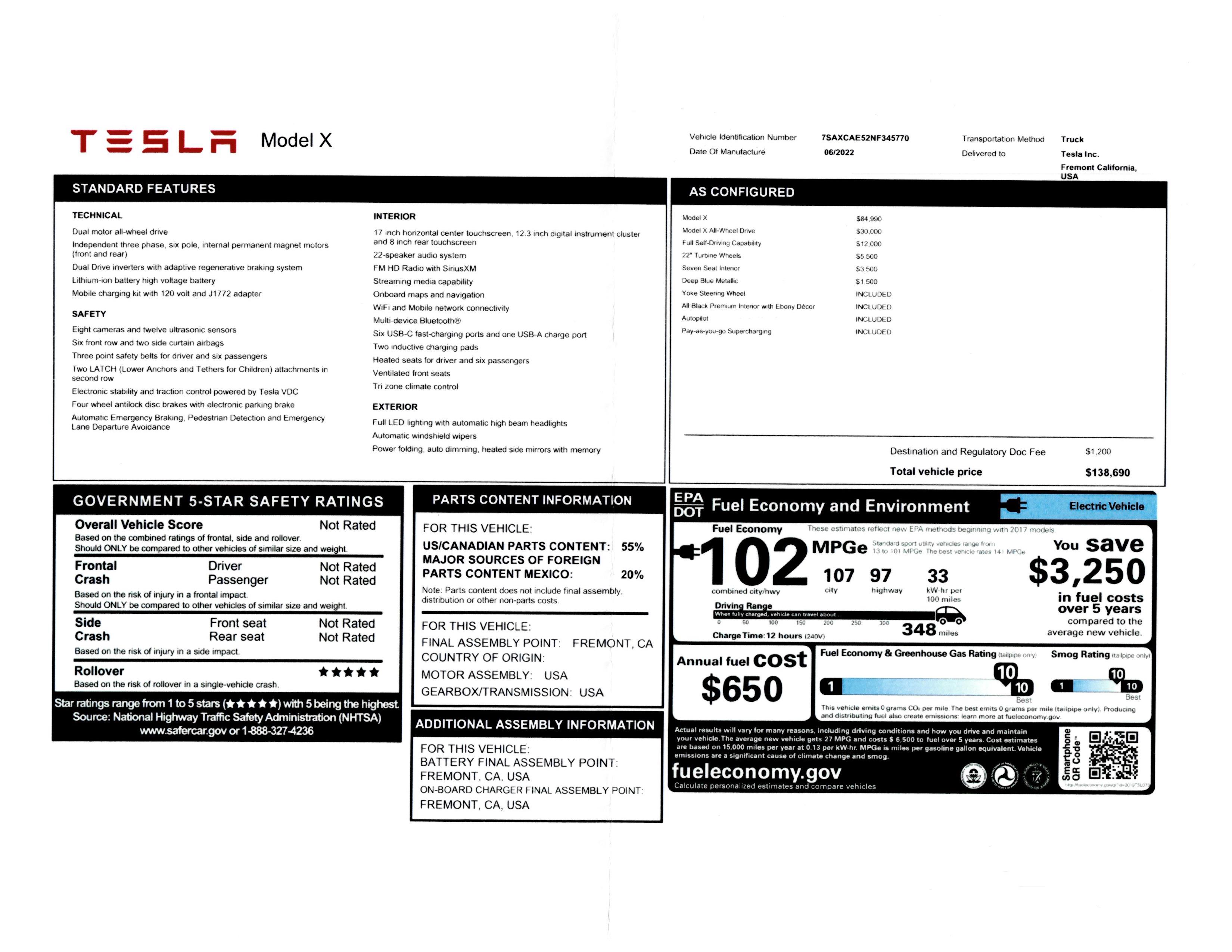 2022 Tesla Model X-SOLD